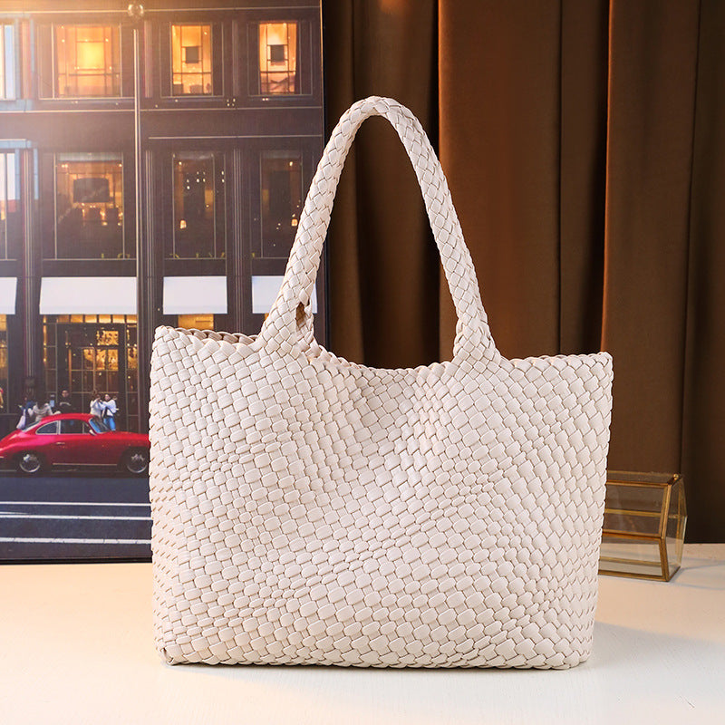 Handwoven Letter Tote Bag for Women Large Capacity Casual Commuter Shoulder Handbag, Minimalist Versatile Purse with Artisan Craftsmanship