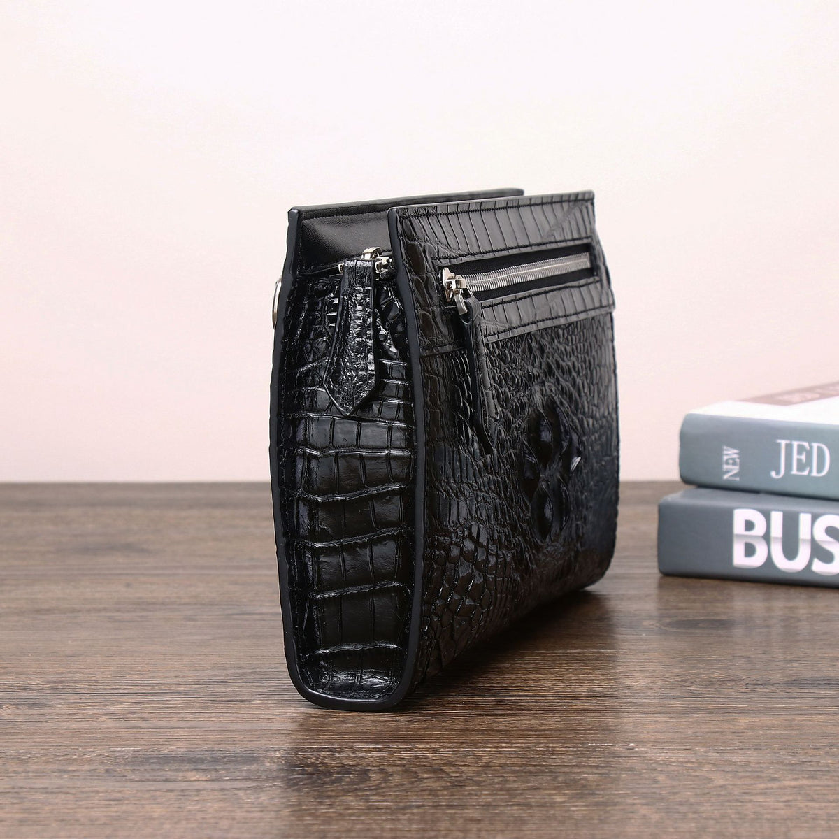 New Arrival Croc-Effect Large Multi-Functional Clutch for Men, A Spacious Business Handheld Bag with Underarm Carry & Document Organizer