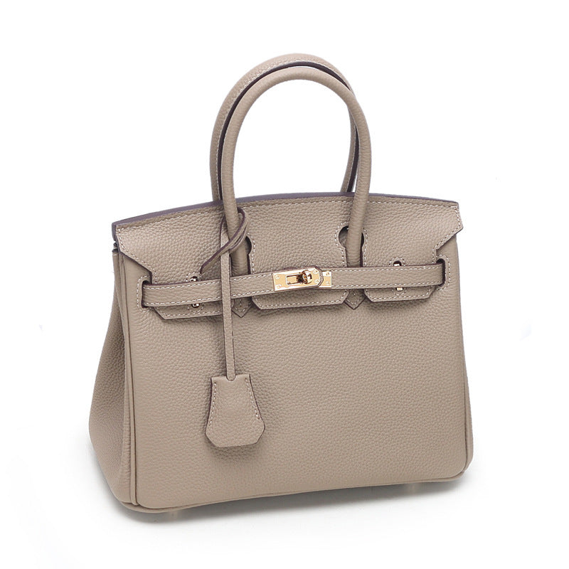 Genuine Togo Grain Cowhide Birkin-Style Bag for Women, Premium Shoulder Top Handle Handbag, Fashionable Kelly-Style Purse for Ladies