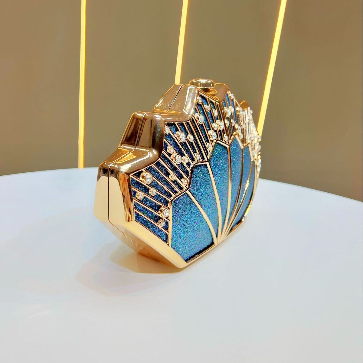Women's Rhinestone-Embellished Premium Evening Clutch, Exquisite Top-Handle Crossbody Shoulder Handbag with Glamorous Design