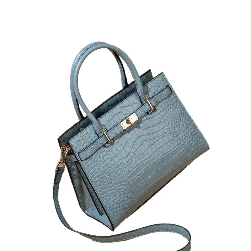 New Arrival Fall/Winter Kelly-Inspired Genuine Leather Tote Bag for Women, A Large Capacity Shoulder Crossbody Handbag with Croc-Effect & Versatile Design
