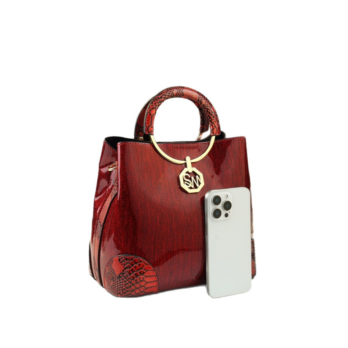 Chinese Style Ring Tote Bag for Women Large Capacity Summer Shoulder Crossbody Handbag, Versatile Elegant Purse with Stylish Hardware