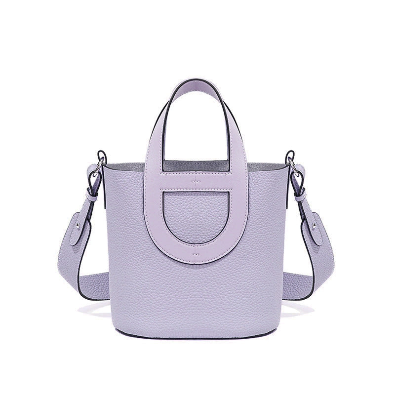 Premium Togo Leather Bucket Bag in Top Layer Cowhide, Versatile Crossbody Shoulder Purse, Niche Designer Handbag for Women