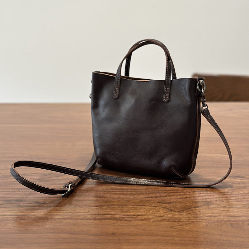 Genuine Vegetable-Tanned Leather Mini Bag for Women, New Spring Fashionable Versatile Shoulder Crossbody Purse, Trendy Small Handbag for Ladies
