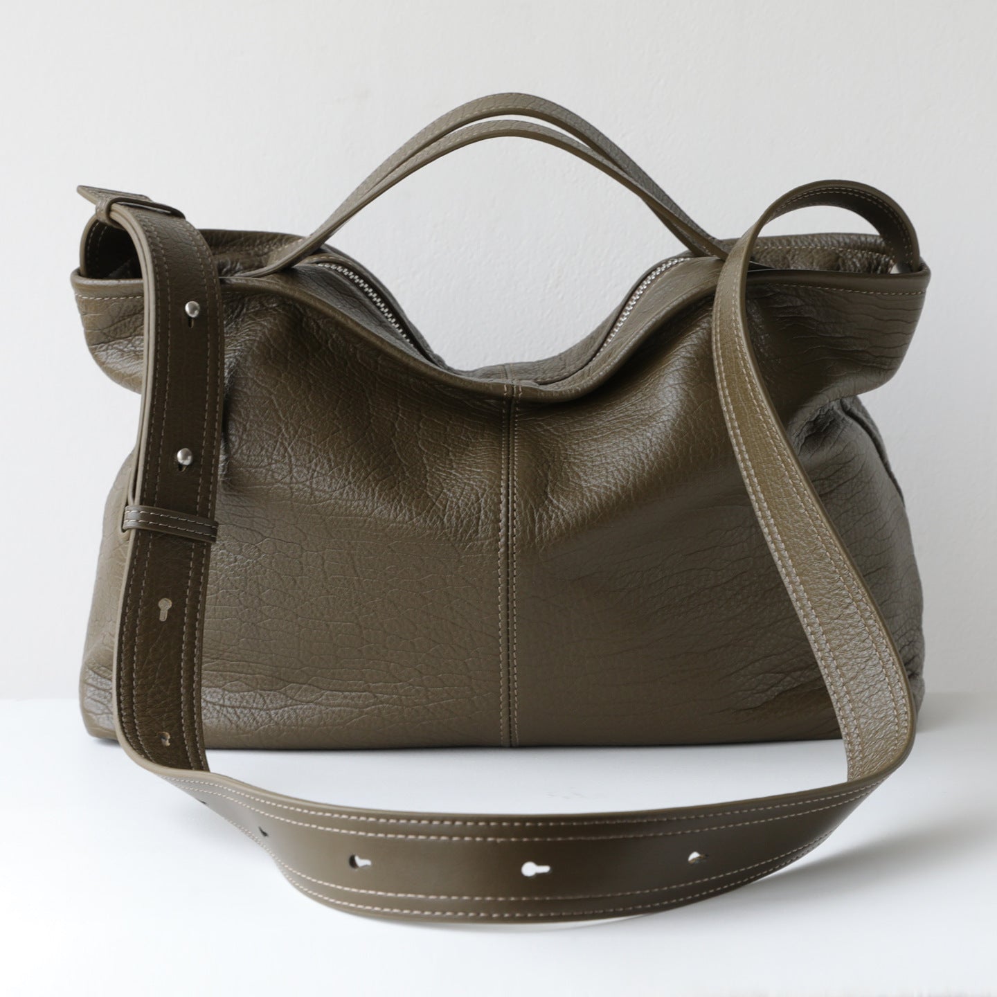 Elephant Grain Tote Bag for Women Top Layer Cowhide Slouchy Shoulder Crossbody Handbag, Versatile Pillow Purse with Premium Leather Texture
