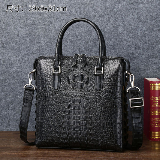 New Arrival Croc-Effect Business Briefcase for Men, A Large Capacity Document Shoulder Bag with Fashionable Design, Perfect for Work & Commute