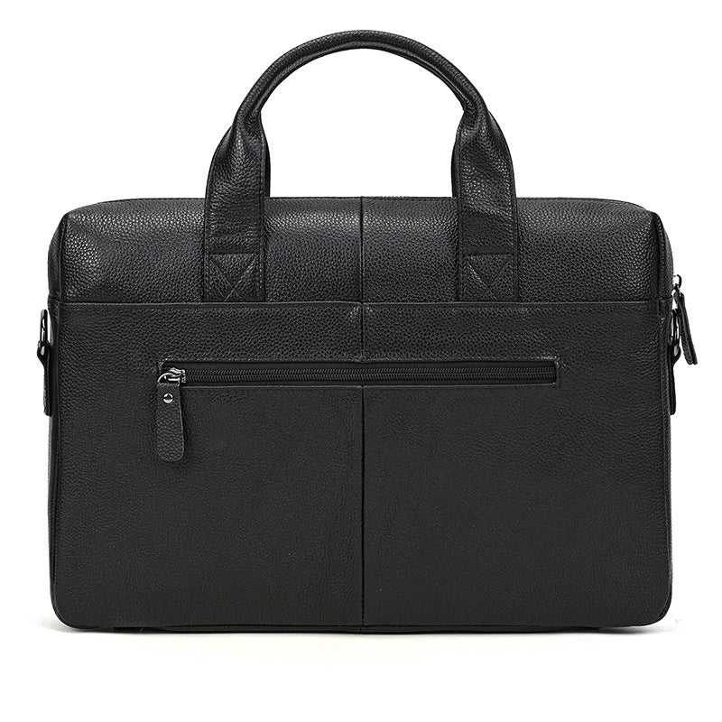 Genuine Cowhide Minimalist Business Briefcase for Men, Fashionable Laptop Top Handle Shoulder Bag, Bestseller Work Commute Bag for Gentlemen