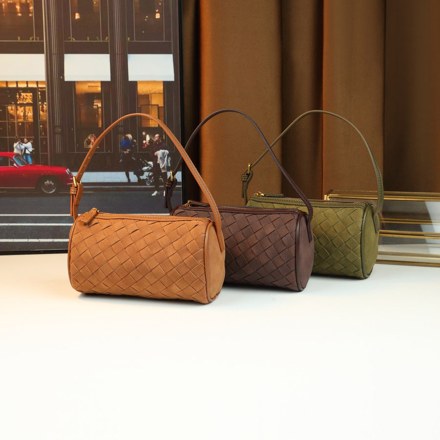 Woven Pillow Bag for Women Korean Style Fall Winter Shoulder Handbag, Slouchy Versatile Purse with Cozy Woven Texture for Students & Everyday