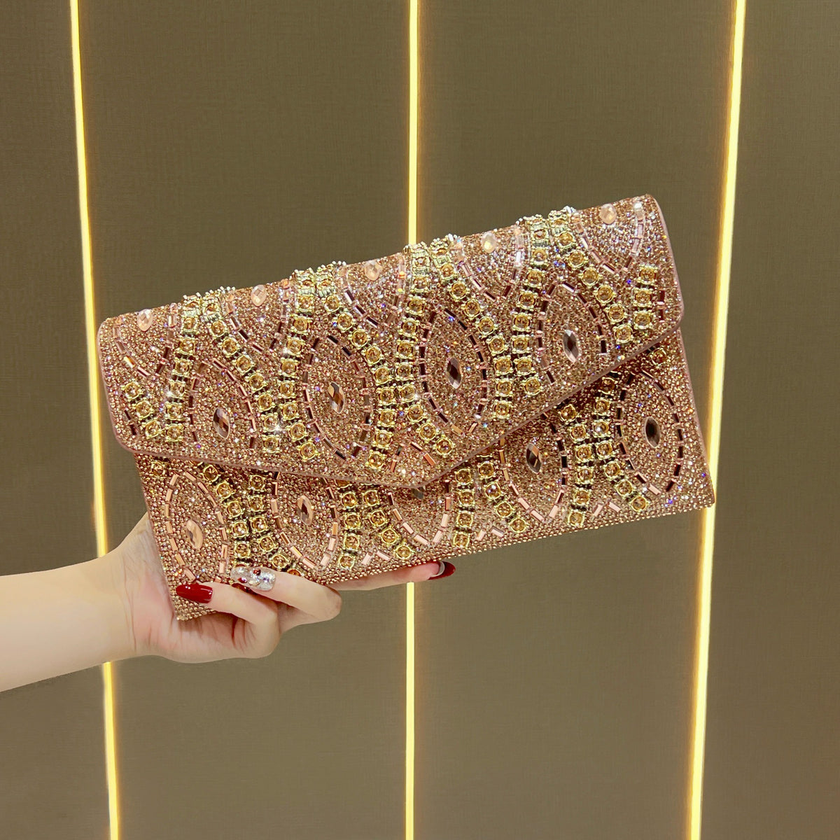 Women's Rhinestone-Embellished Envelope Evening Clutch, Exquisite Chain Crossbody Shoulder Bag with New Stylish Design, Versatile Purse