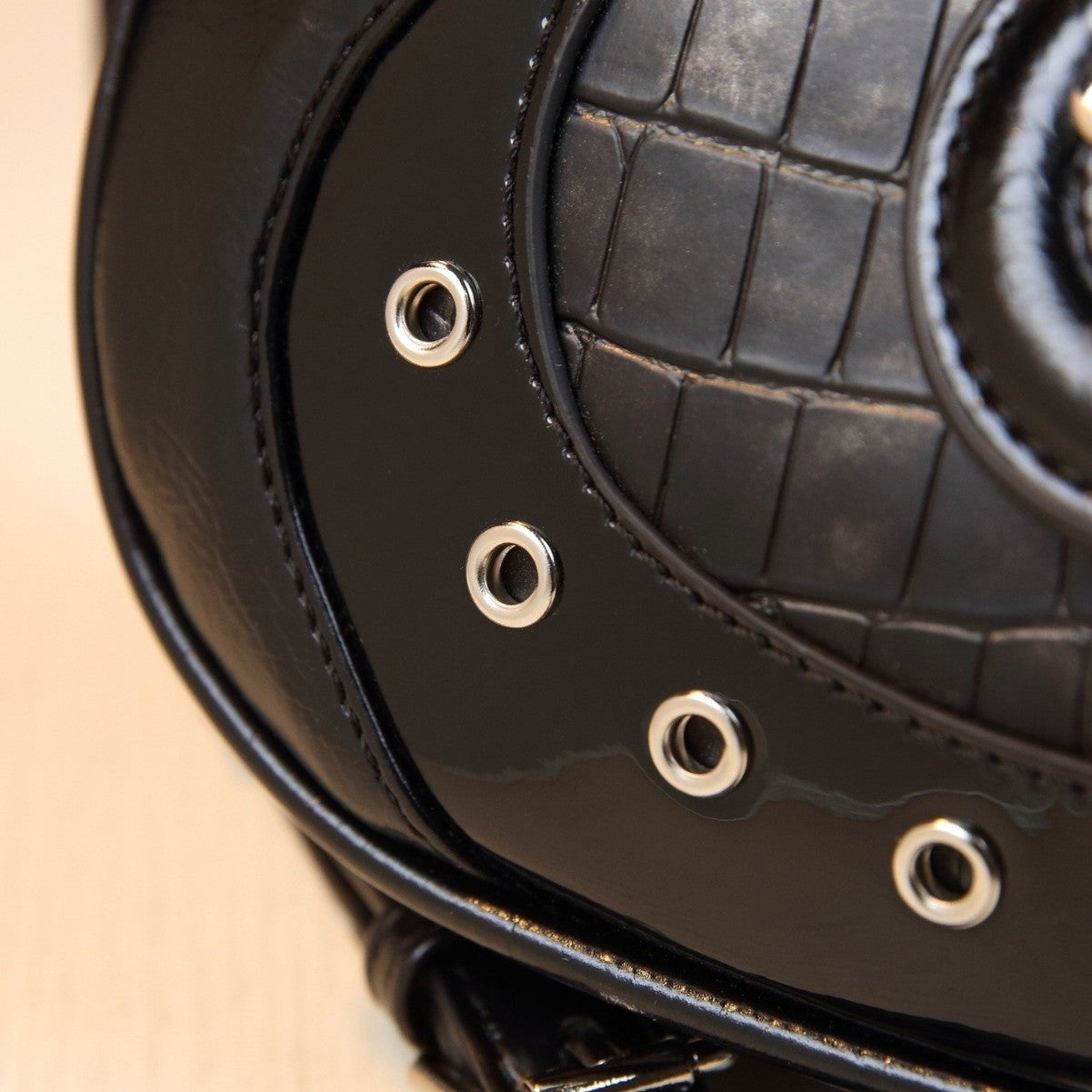 Chic Croc-Effect Biker Crescent Bag for Women, A Trendy Top-Handle Shoulder Crossbody Underarm Purse with Unique Edgy Design, Perfect for Everyday Style
