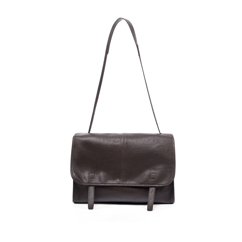 Genuine Top Layer Vegetable-Tanned Sheepskin Leather Messenger Bag for Women, Premium Large Capacity Commute Shoulder Purse, Everyday Handbag for Ladies