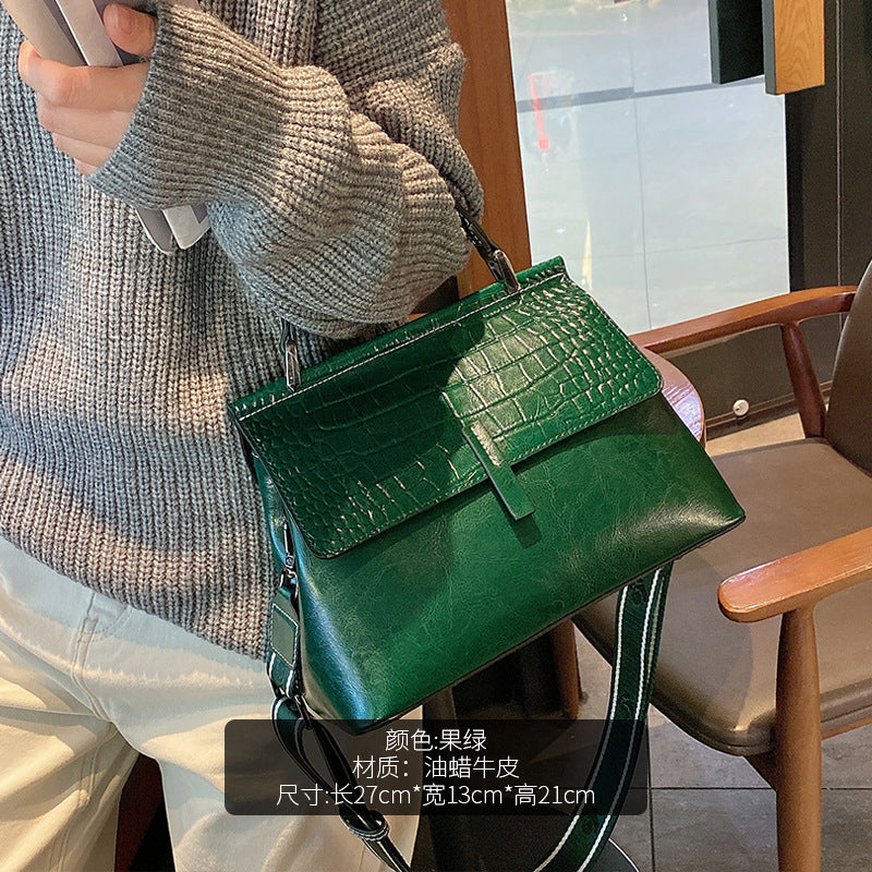 Waxed Cowhide Briefcase Tote for Women Large Genuine Leather Shoulder Crossbody Handbag, Versatile Fashion Purse with Premium Finish