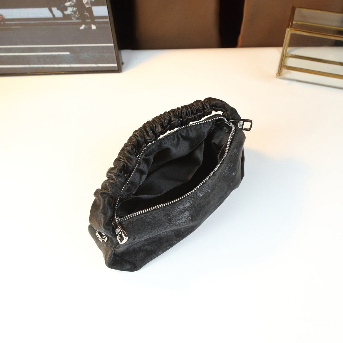New Arrival Rhinestone Letter Pleated Bag for Women, A Casual Versatile Shoulder Underarm Handbag with Trendy Design, Perfect for Evening & Daily Use