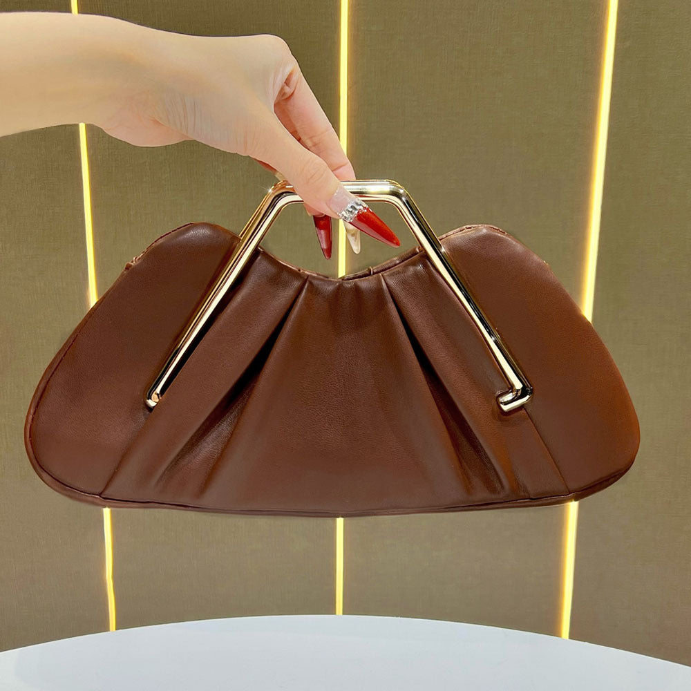 New Arrival Pleated Top-Handle Bag for Women, A Boutique-Style Pleated Clutch with Glamorous Elegant Design, Versatile Evening Handbag for Banquets & Special Occasions