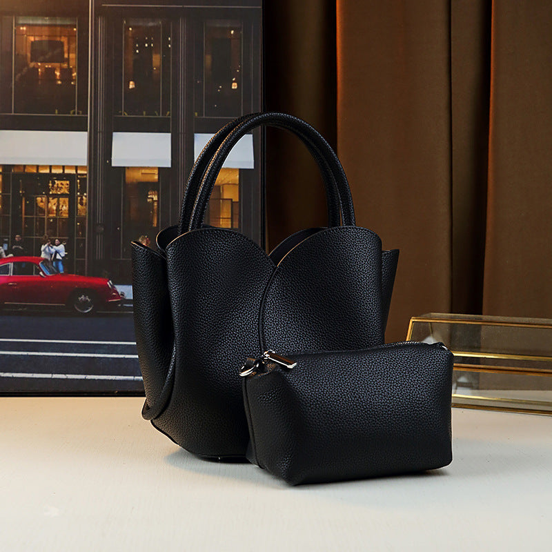 Tulip Sub-Bag Set for Women Solid Color Minimalist Top Handle Purse, Versatile Business Commuter Shoulder Crossbody Handbag with Elegant Design