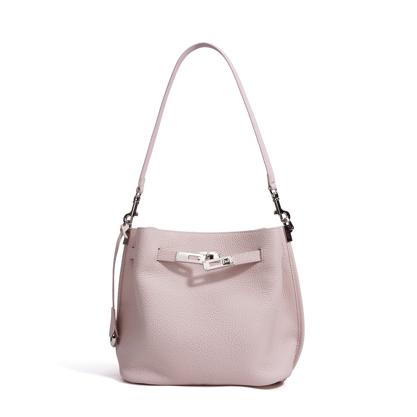 Genuine Soft Pebbled Leather Bucket Bag for Women, Fashionable Versatile Shoulder Crossbody Purse, Minimalist Niche Design Handbag for Ladies