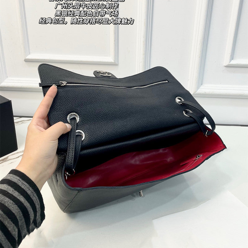Genuine Leather Pebble Grain Shoulder Bag for Women Large Capacity Commuter Underarm Handbag, Versatile Multi-Functional Purse with Classic Design