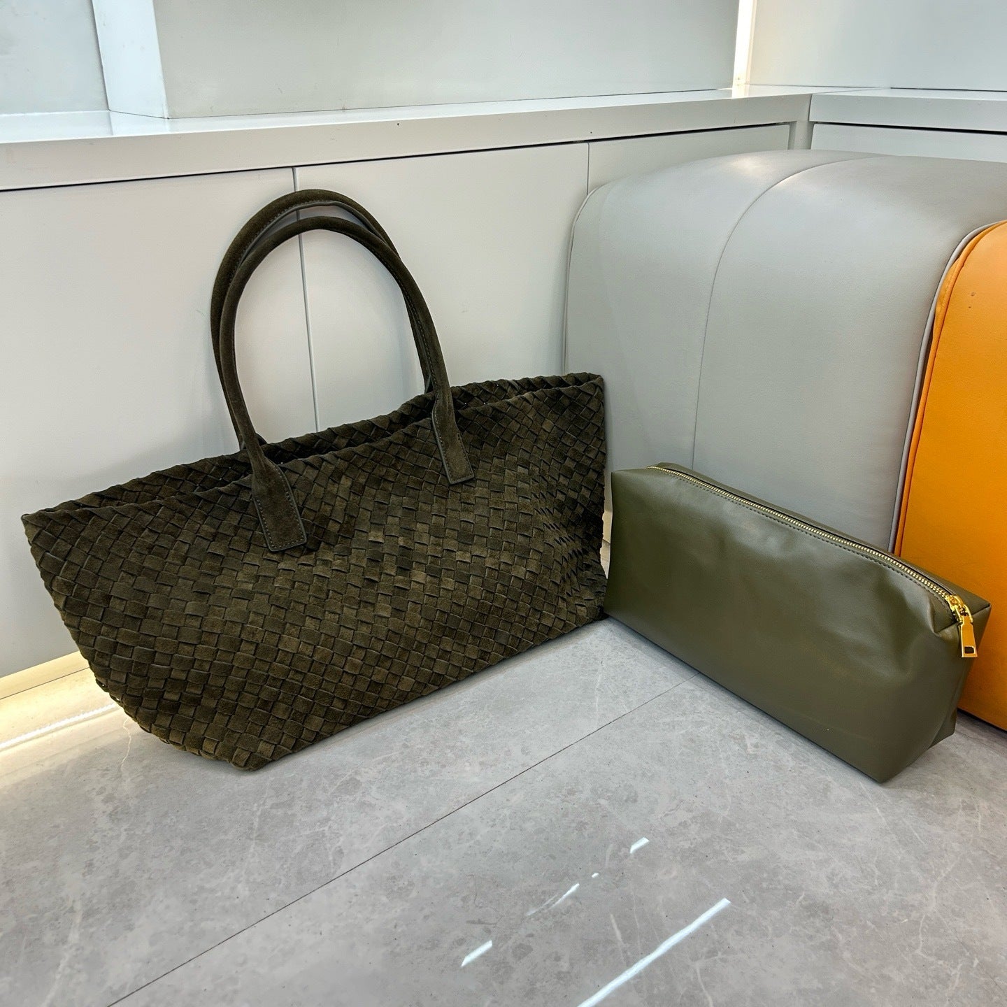 First layer cowhide genuine leather woven vegetable basket, first layer frosted cowhide tote large capacity portable large bag women