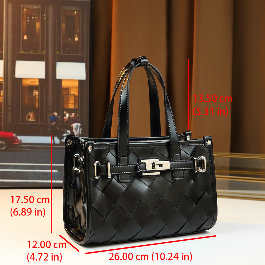 New Arrival Woven Turn-Lock Birkin-Inspired Small Handbag for Women, Unique Stylish Top-Handle Bag with Versatile Premium Design, Perfect Everyday Purse