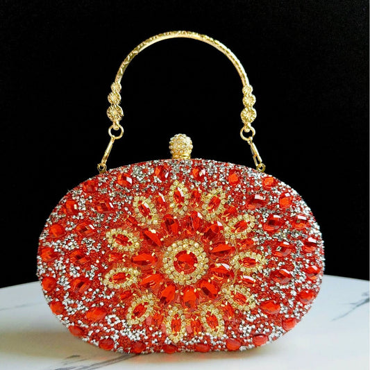 Dazzling Rhinestone Sunflower Egg-Shaped Clutch for Women, A Full Crystal Small Crossbody Bag Perfect for Cheongsam Formal Dresses Banquets & Special Occasions