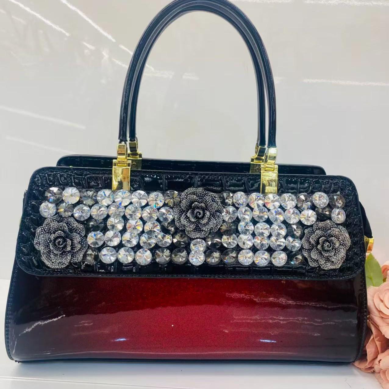 New Arrival 2026 Rhinestone-Embellished Croc-Effect Mom Bag for Women, An Elegant Large Capacity Shoulder Crossbody Top-Handle Handbag with Premium Design