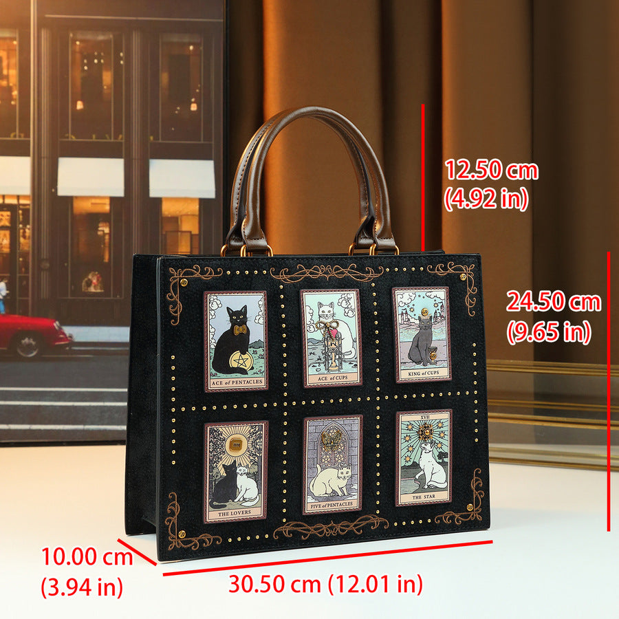 Cat Print Tote Bag for Women Large Capacity Commuter Shoulder Crossbody Handbag, Trendy Artistic Design with Versatile Everyday Appeal