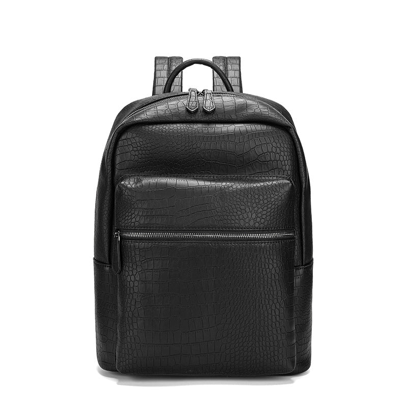 New Arrival Korean Style Croc-Effect Leather Backpack for Men, A Large Capacity Lightweight Daypack with Versatile Premium Design, Perfect for Daily & Travel