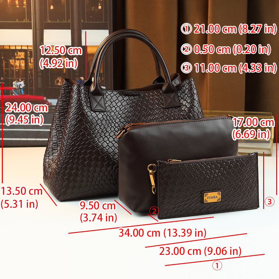 Woven Tote Bag Set for Women Large Capacity Sub-Bag Handbag, Minimalist Versatile Picnic Basket Shoulder Purse with Artisan Woven Craftsmanship
