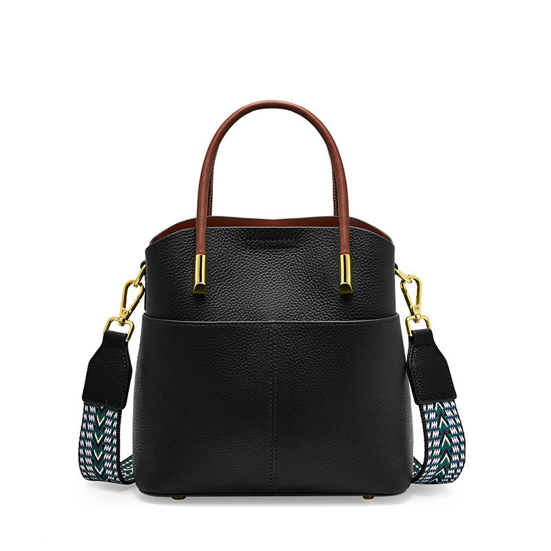 Genuine Leather Bucket Bag for Women Versatile Casual Shoulder Crossbody Handbag, Premium Niche Purse with Stylish Design