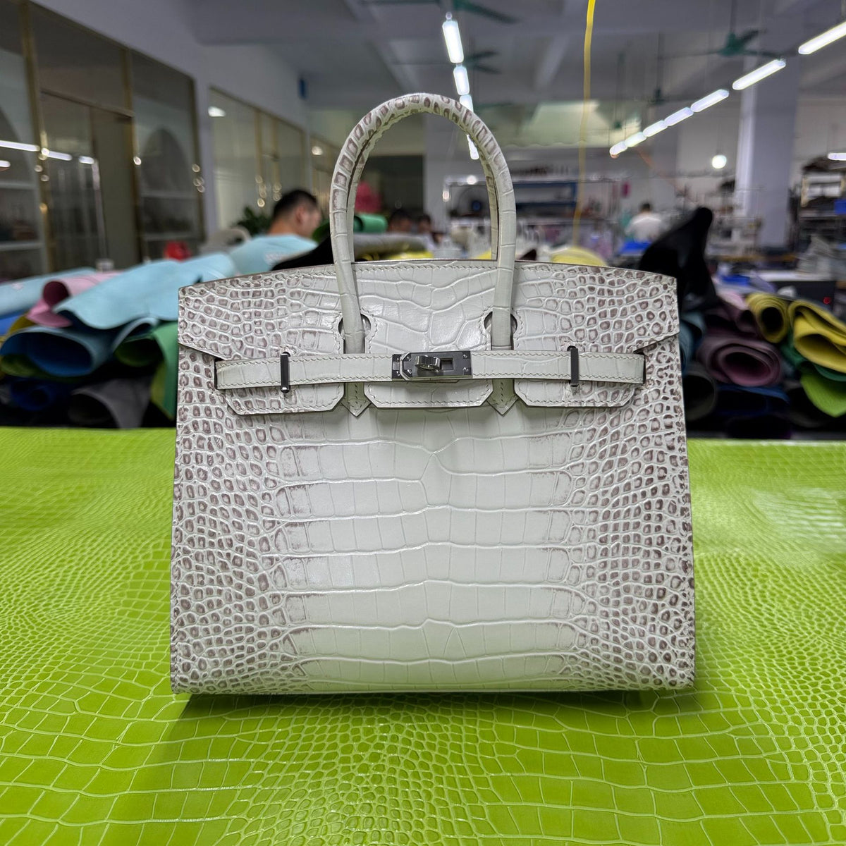 Premium Hand-Stitched Croc-Embossed Leather Tote Bag for Women, External Stitching with Steel Hardware & Burnished Edge Finish, Birkin-Inspired 20/25/30 Top-Handle Purse in Top-Layer Cowhide