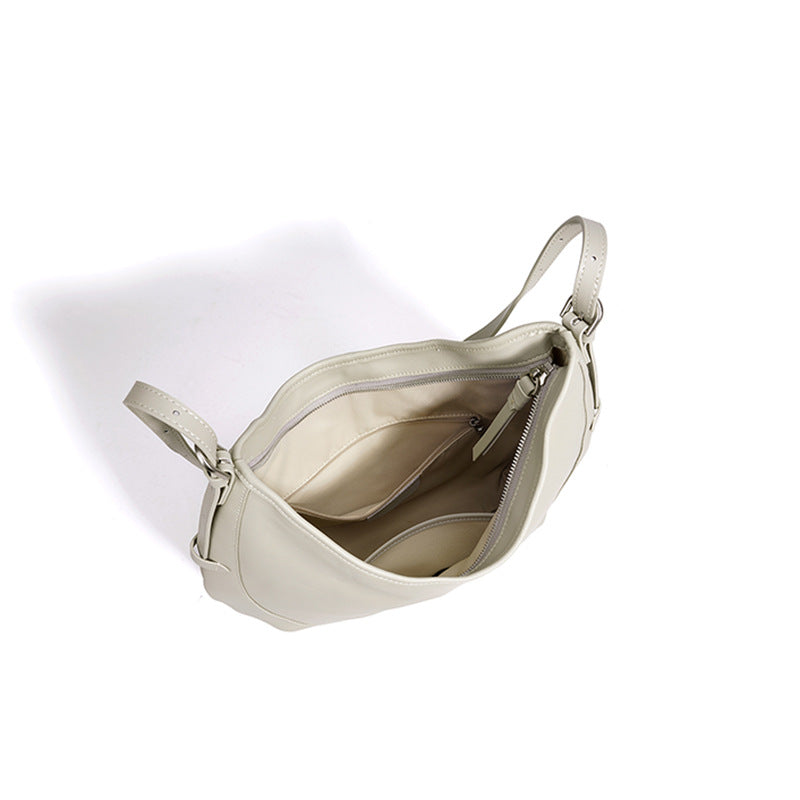Slouchy Relaxed Genuine Leather Large Capacity Bag, European Original Niche Underarm Shoulder Crossbody Purse, Unique Handbag for Women