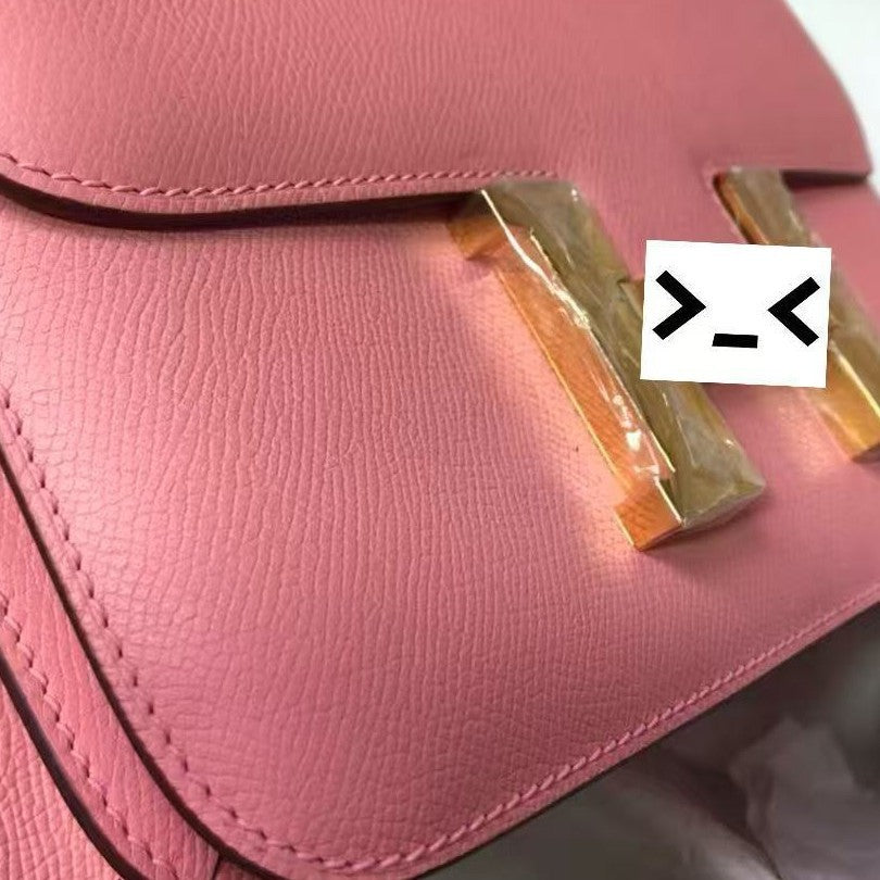 Genuine Top Layer Cowhide Epsom Palm Texture Constance-Style 19cm Bag for Women, 2025 Hermès-Inspired Crossbody Shoulder Top Handle Small Square Purse, Trendy Handbag for Ladies