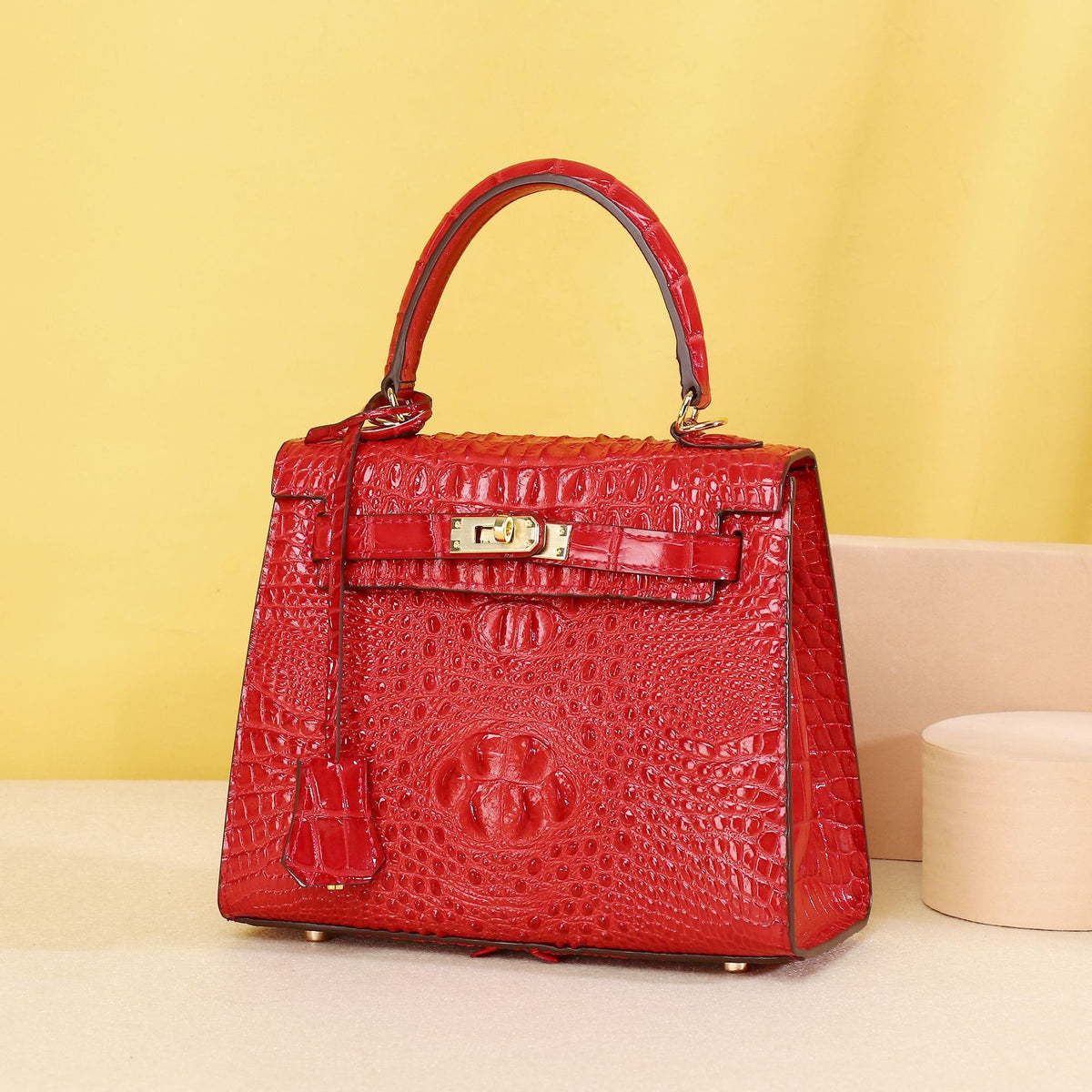 Elegant Croc-Embossed Birkin-Inspired Tote Bag for Women, Large Capacity Wristlet Handbag with Classic Versatile Design, Perfect for Everyday Style