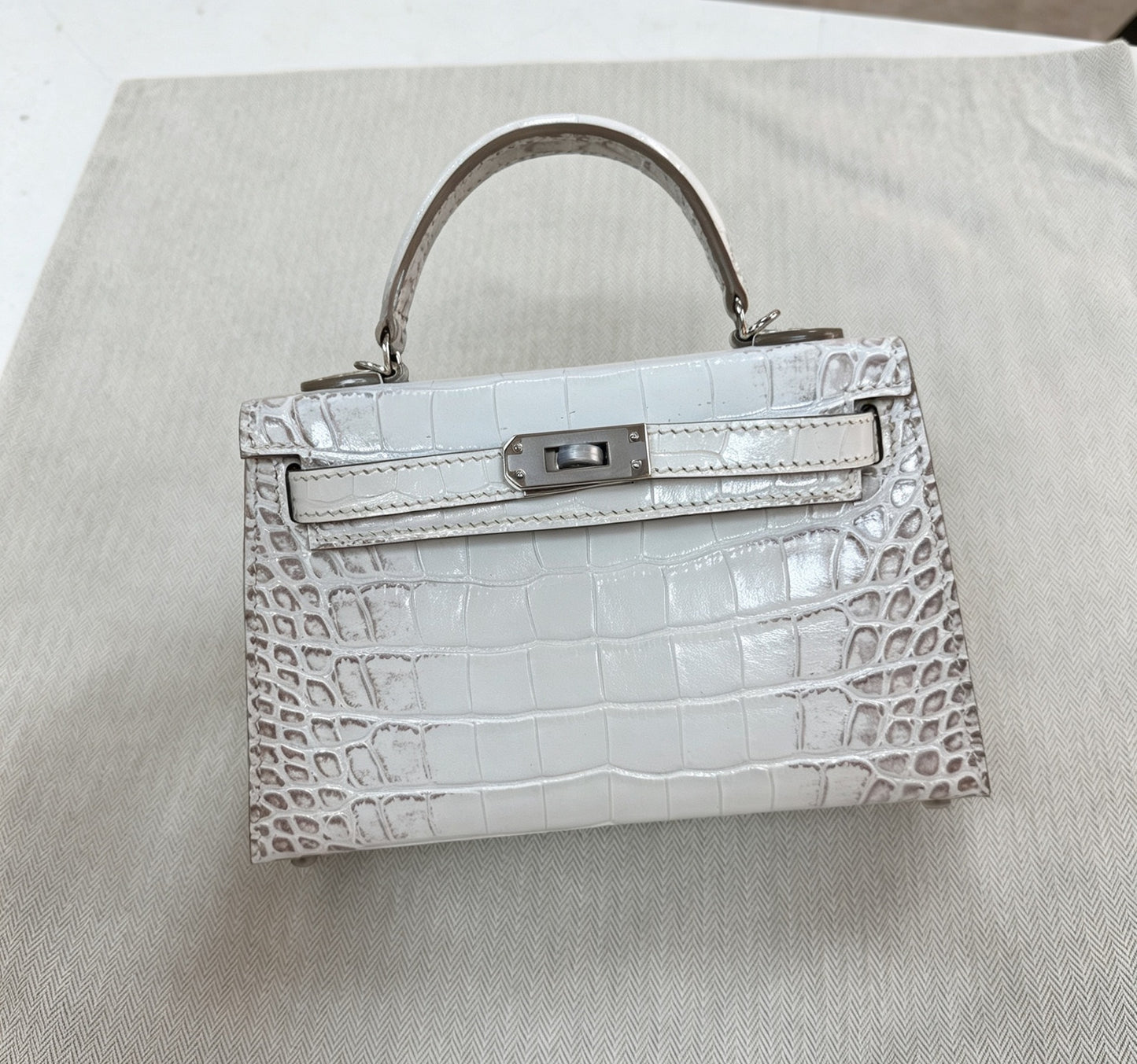 Premium Mini Kelly-Inspired Fully Hand-Stitched Croc-Effect Leather Bag for Women, Stainless Steel Hardware Top-Handle Crossbody Purse, A High-Quality Alternative to Designer Styles