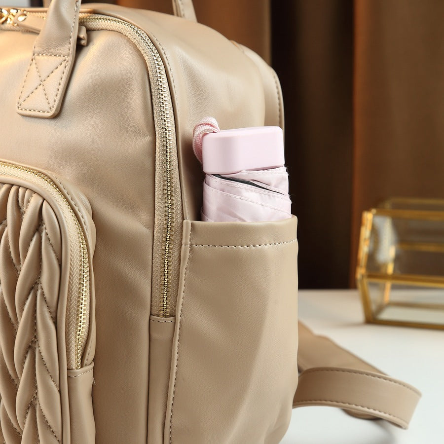 Woven Square Backpack for Women Vintage Casual Travel Daypack, Versatile Mommy Bag with Solid Color Woven Design
