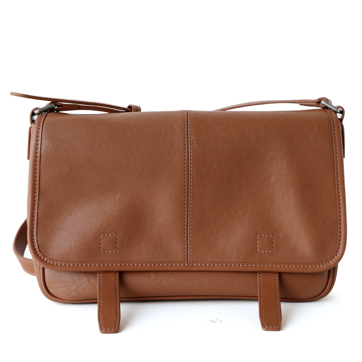 Vegetable-Tanned Leather Messenger Bag for Men and Women Vintage Casual Commuter Shoulder Crossbody Handbag, Versatile Genuine Leather Purse