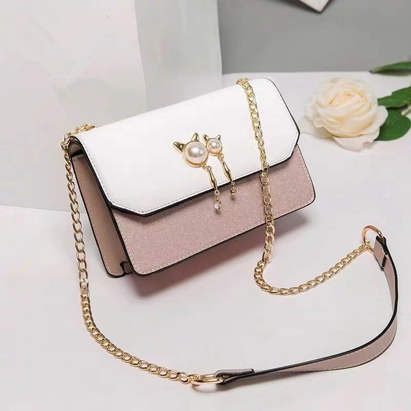Genuine Leather Small Square Chain Crossbody Bag for Women, New Fashionable Versatile Shoulder Purse, Trendy Everyday Handbag for Ladies