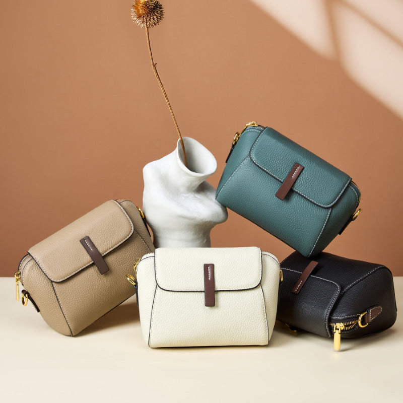 White Genuine Leather Shoulder Crossbody Bag, Spring Summer Niche Designer Versatile Purse, Stylish Handbag for Women