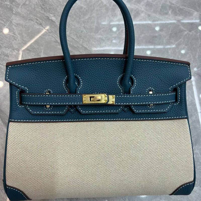 Luxurious Genuine Calfskin Leather Kelly & Birkin-Inspired Tote Bag for Women, Turn-Lock Top-Handle Handbag with Premium High-End Design, New Arrival
