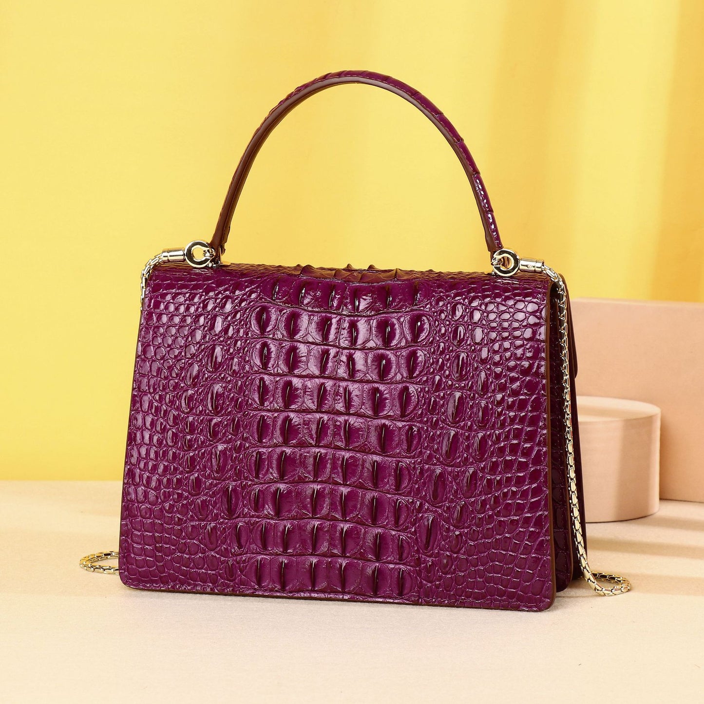 New Arrival Croc-Effect Casual Handbag for Women, A Fashionable Top-Handle Shoulder Crossbody Bag with Trendy Bone-Pattern Design, Perfect Everyday Purse