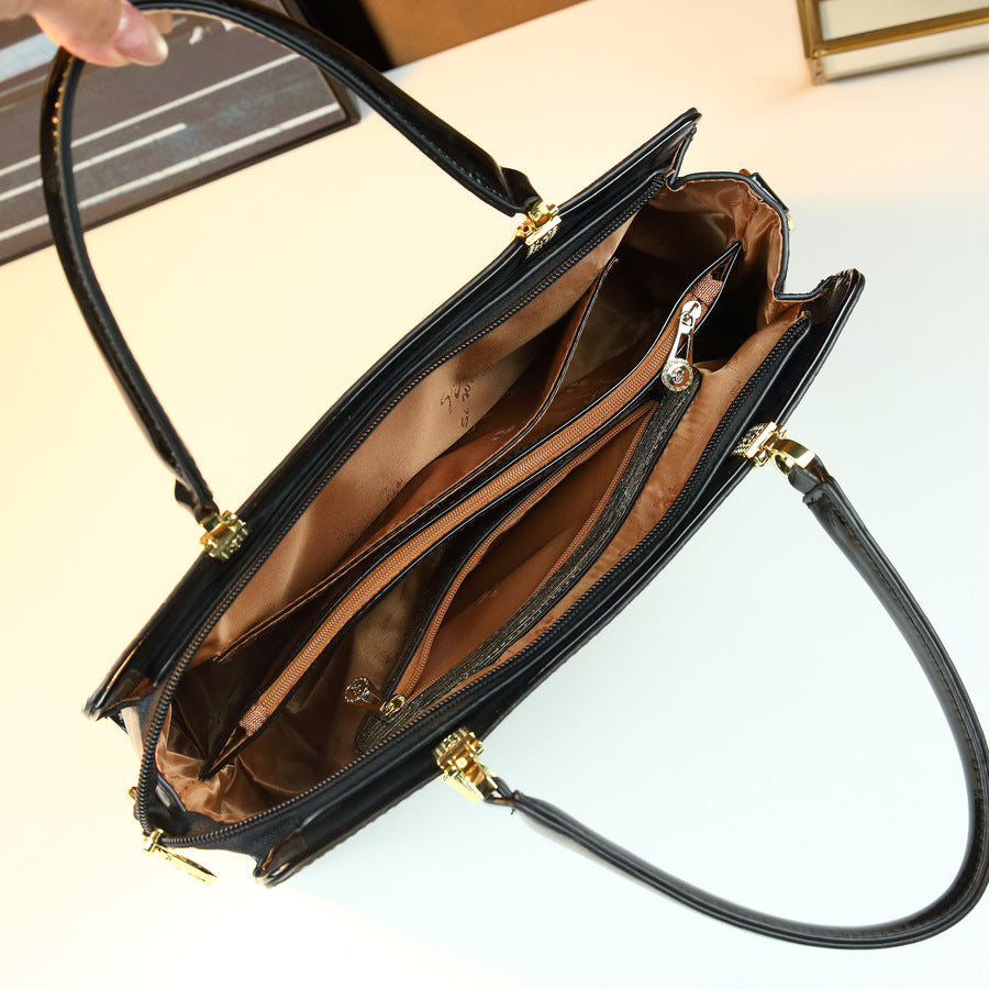 Gold-Tone Vintage Boston Bag for Women Large Capacity Shoulder Handbag, Luxurious Metallic Purse for Moms with Elegant Going-Out Style