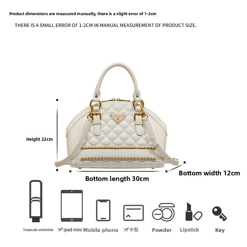 Genuine Leather Quilted Square Bag for Women, New Summer Niche Premium Chain Shoulder Crossbody Underarm Purse, Trendy Handbag for Ladies