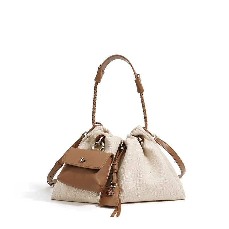 Genuine Leather Drawstring Cloud Bag for Women, Fashionable Versatile Shoulder Crossbody Top Handle Purse, Premium Minimalist Large Capacity Handbag for Ladies