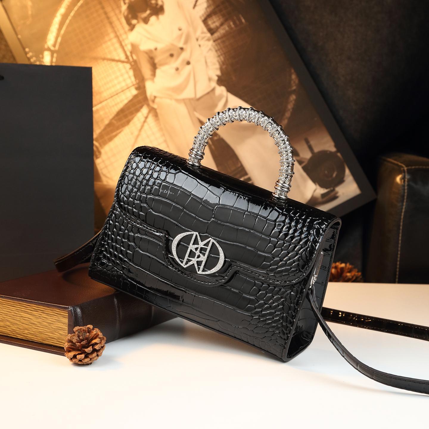 New Arrival Minimalist Croc-Effect Light Luxury Bag for Women, An Elegant Top-Handle Crossbody Shoulder Commuter Handbag with Fashionable Design