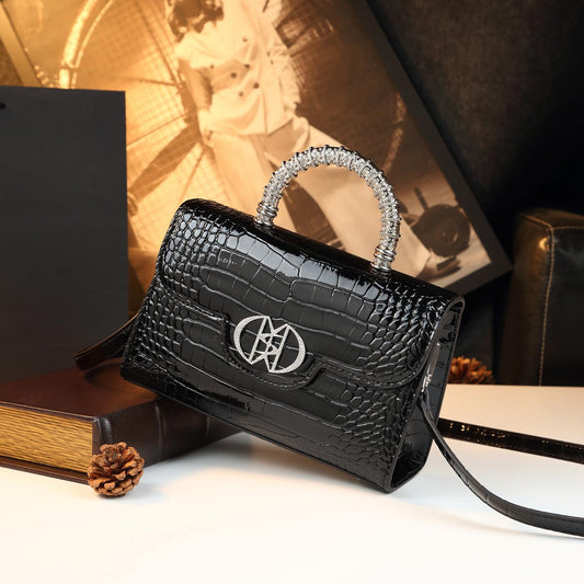 New Arrival Minimalist Croc-Effect Light Luxury Bag for Women, An Elegant Top-Handle Crossbody Shoulder Commuter Handbag with Fashionable Design