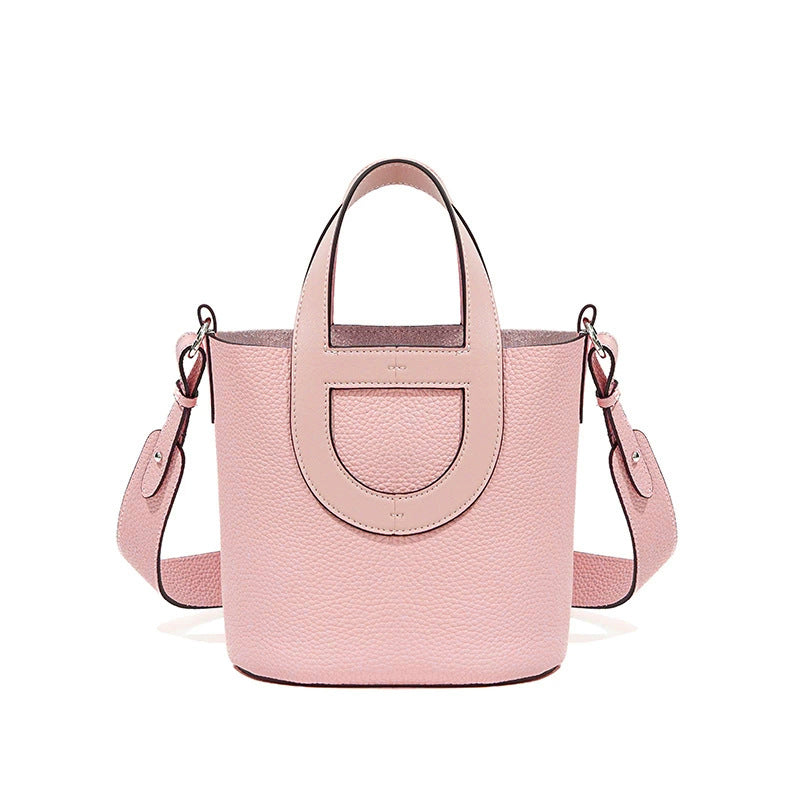 Premium Togo Leather Bucket Bag in Top Layer Cowhide, Versatile Crossbody Shoulder Purse, Niche Designer Handbag for Women