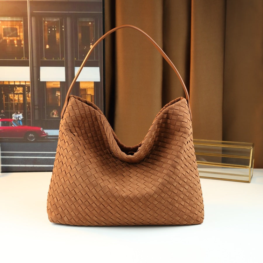 Woven Large Capacity Tote Bag for Women Fashion Shoulder Handbag, Versatile Casual Purse with Artisan Textured Design