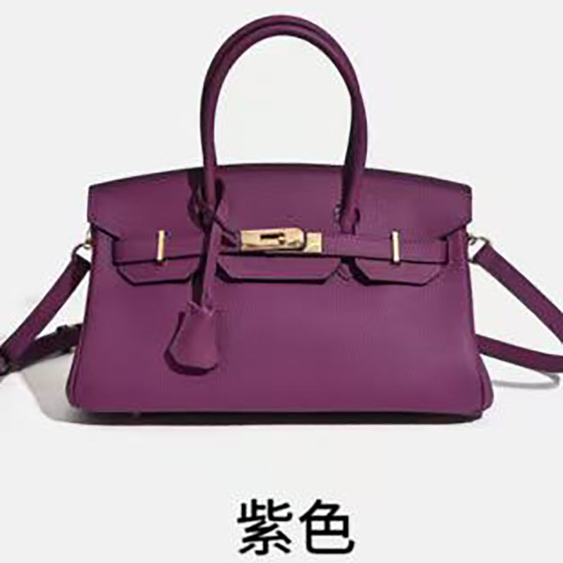 Chic Color-Blocked Birkin-Inspired Tote Bag for Women, Premium Top-Layer Cowhide Leather with Horizontal Design, Versatile Top-Handle Shoulder Crossbody Handbag for Commute & Everyday Style