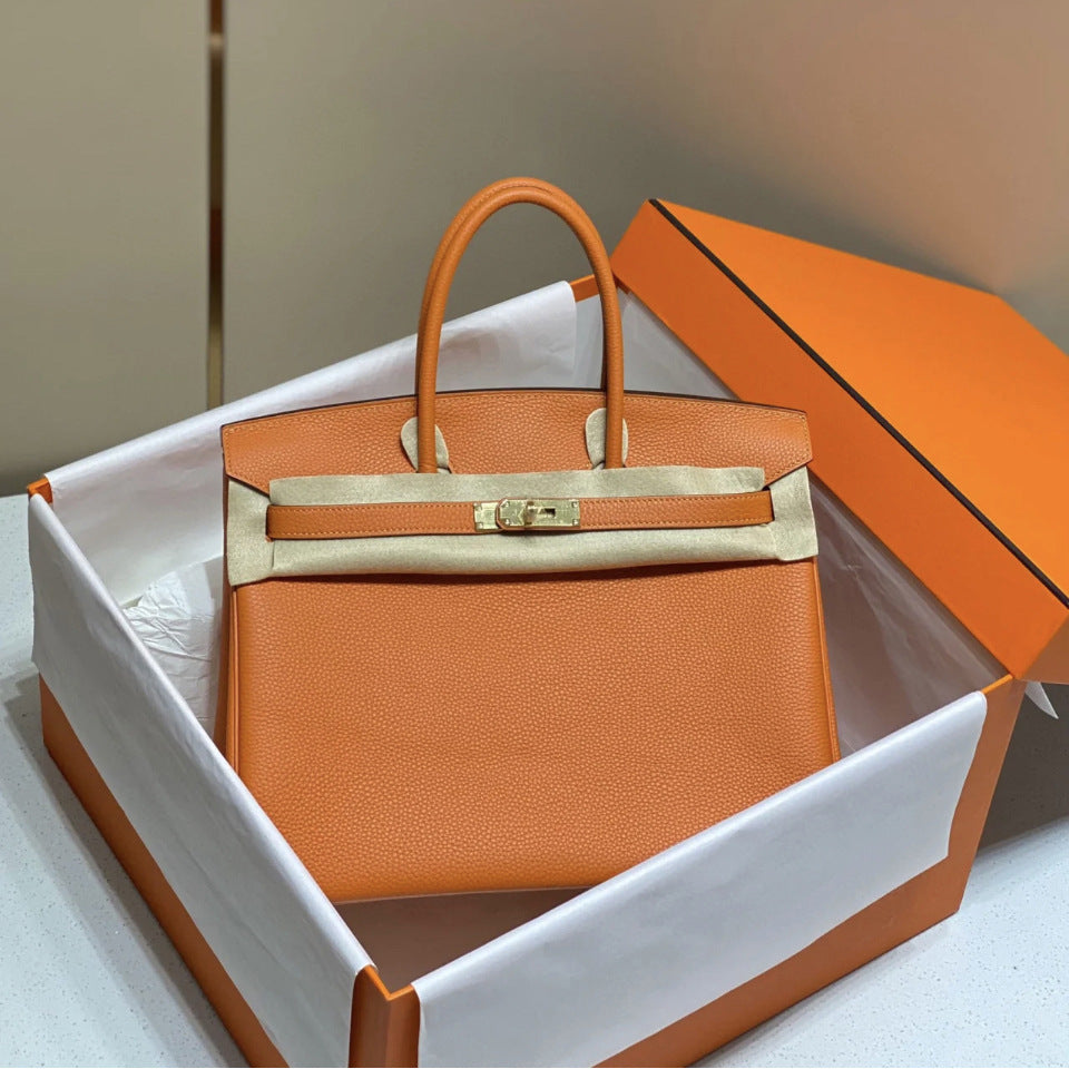 Chic Top-Layer Cowhide Birkin & Kelly-Inspired Tote Bag for Women, Genuine Leather Large Capacity Shoulder Top-Handle Handbag with Elegant Design, Ideal Bridal Purse