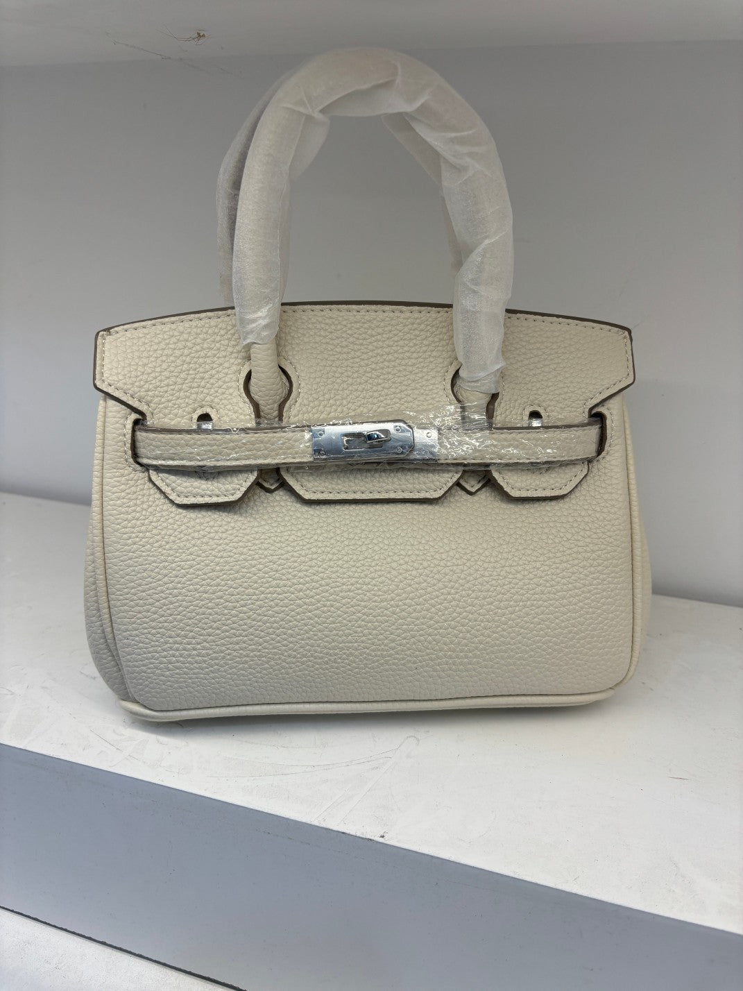 Genuine Pebbled Leather Birkin-Style Gold Hardware Large Capacity Handbag for Women, European Fashion Top Handle Purse, Trendy Casual Tote Bag for Ladies
